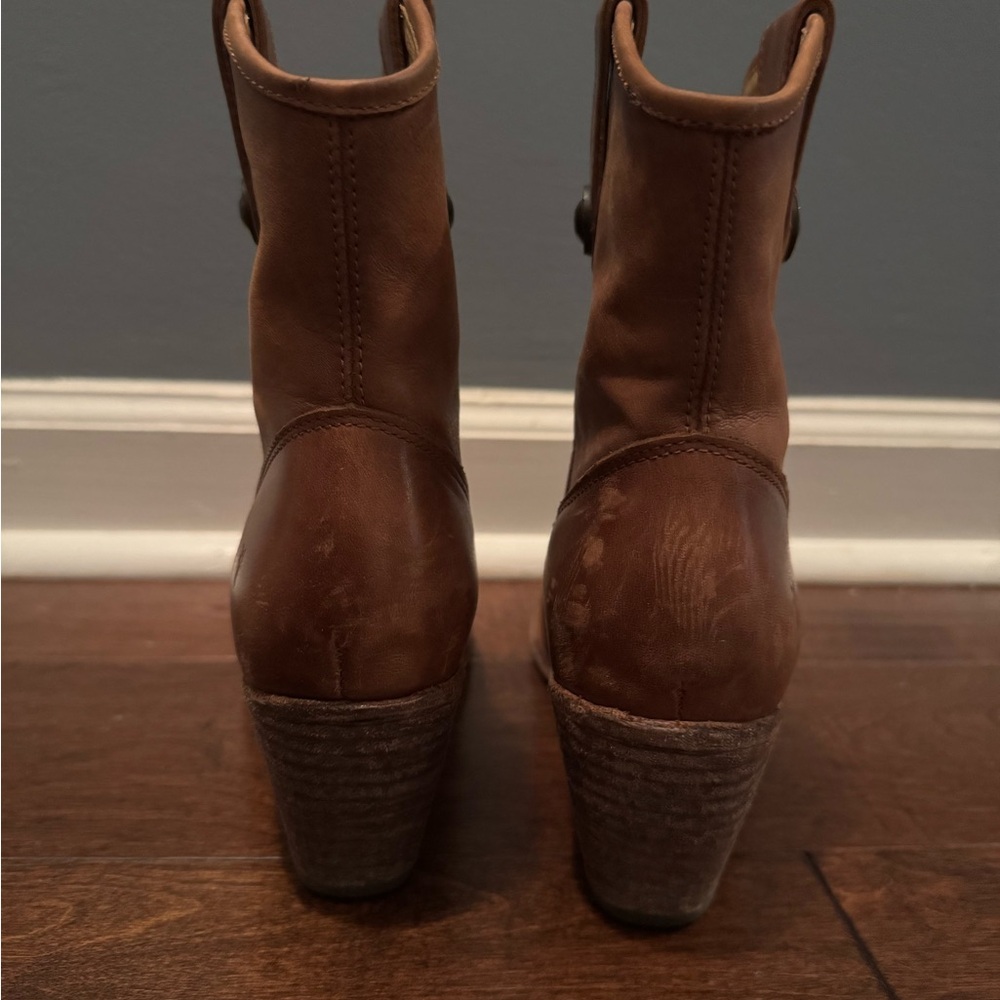FRYE Chestnut Leather Ankle Booties - Picture 4 of 6